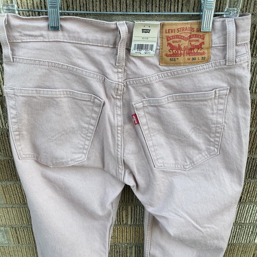 Levis 511 Slim Stretch Ease Denim Jeans Salmon Pink‎ Men Size 30X32 New - Picture 6 of 8